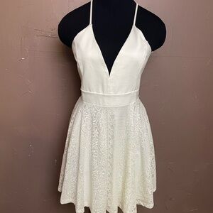 Lovely Day Cream Halter Lace Dress